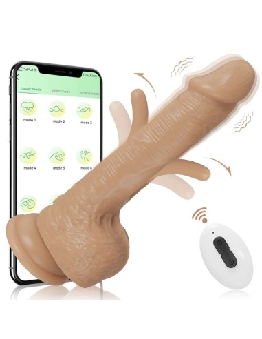 Realistic vibrating dildo with app control and skin color